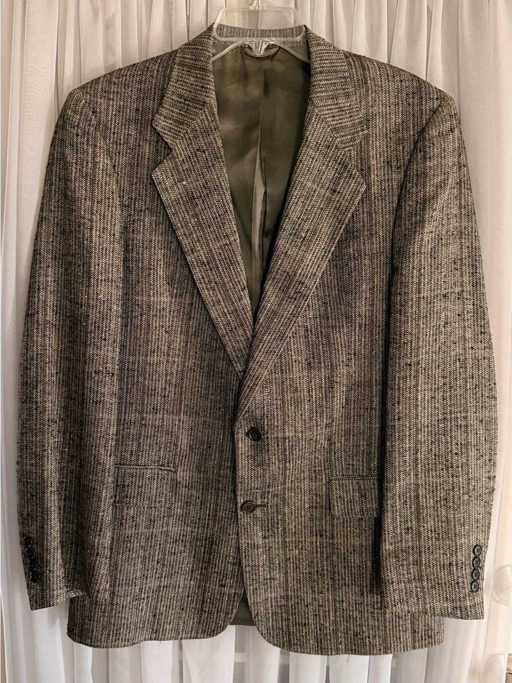 Vintage Christian Dior Blazer Silk Herringbone Old Money Luxury Dark Academia 40